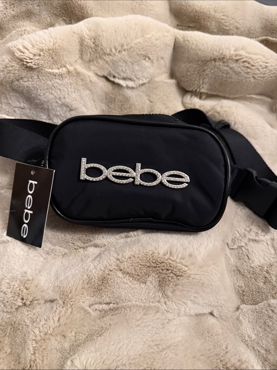 bebe Handbags - bebe Black Rhinestone Logo Belt Bag with Sparkle